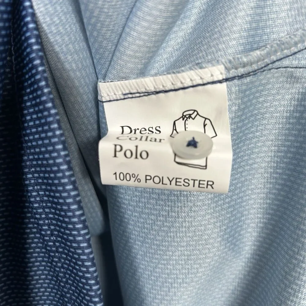 Collars & Co Polo Shirt Mens Small Blue Geo Relaxed Dress Collar Stretch NWT